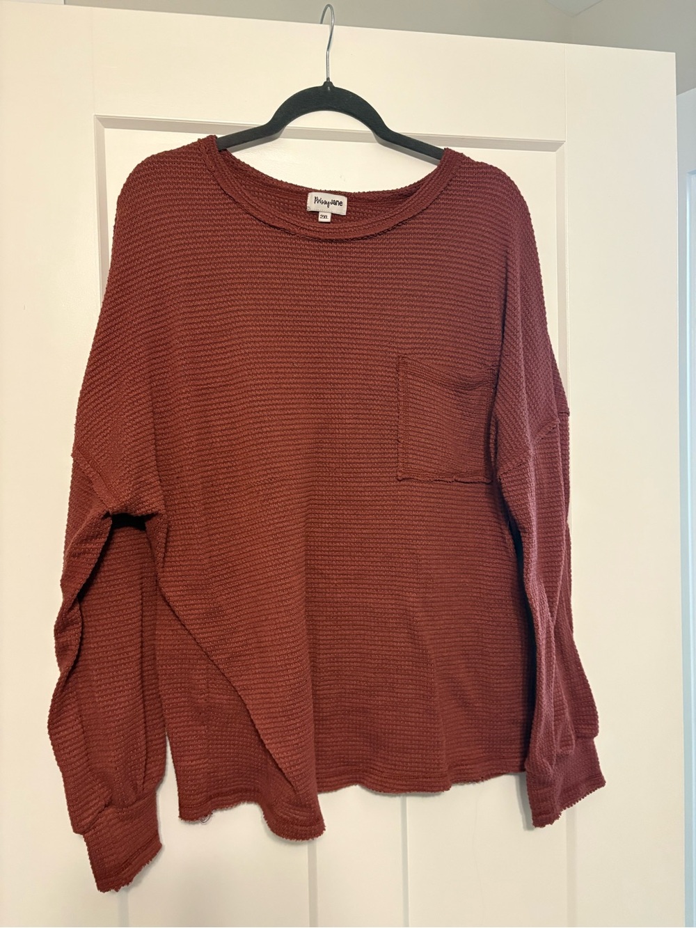 Magnolia Women’s Long Sleeve Waffle Knit Top in Rust